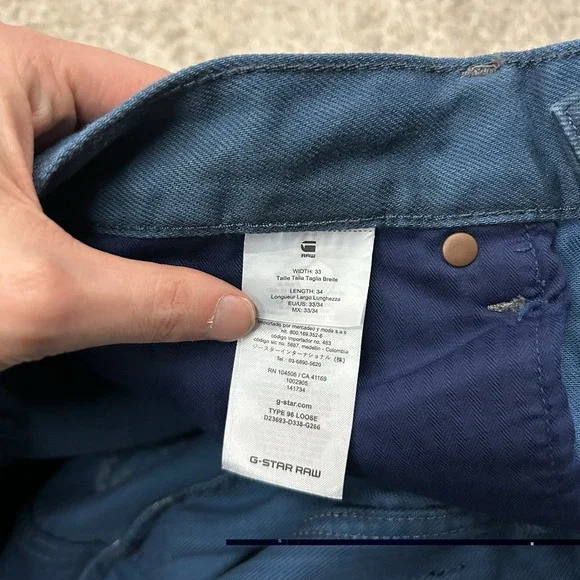 G Star Raw Jeans Mens 33X34 Type 96 Loose Sea Blue Denim Wash New with Tags